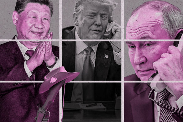 Australia slouches among the big guns: Xi Jinping, Donald Trump and Vladimir Putin.