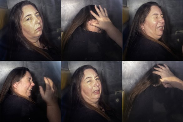 Erin Patterson in a prison van during her trial.