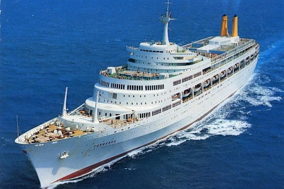 The P&O ocean liner SS Canberra, colloquially known as the Great White Whale. The ship operated from 1961 to 1997, and was briefly requisitioned by the UK government in 1982 to transport troops to the Falkland Islands. 