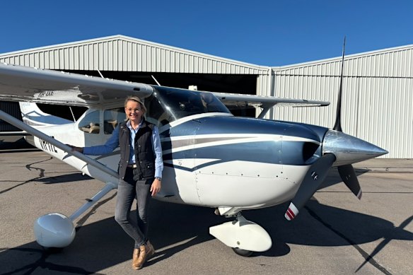 Sussan Ley with the single-engine Cessna 182 she bought last year.