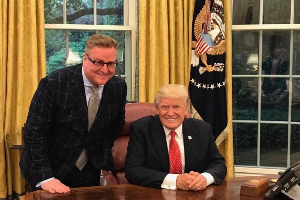 Dylan Howard in the Oval Office in 2017 with Donald Trump during Trump’s first term as president.