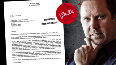 Grill'd co-founder Simon Crowe forged signature on liquor licensing documents.