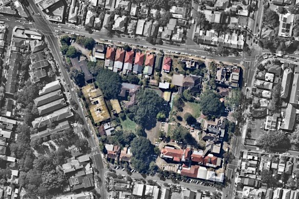 An aerial view of the Waverley War Memorial site.
