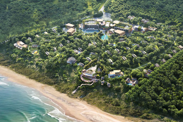 A render of Chiodo Corporation’s planned resort on K’Gari (Fraser Island)