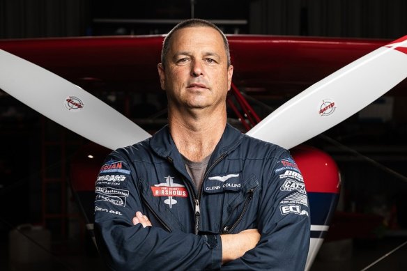 Glenn Collins was injured when his plane crashed during an aerobatics display at Avalon Airshow on Friday.