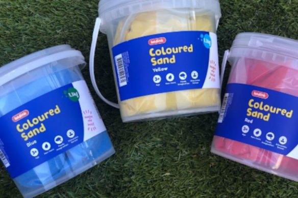 Some of the coloured sand that has been recalled.