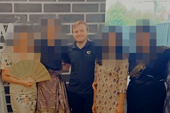 Joshua Brown pictured at a childcare centre where he worked in Essendon from February until days before his arrest in May.