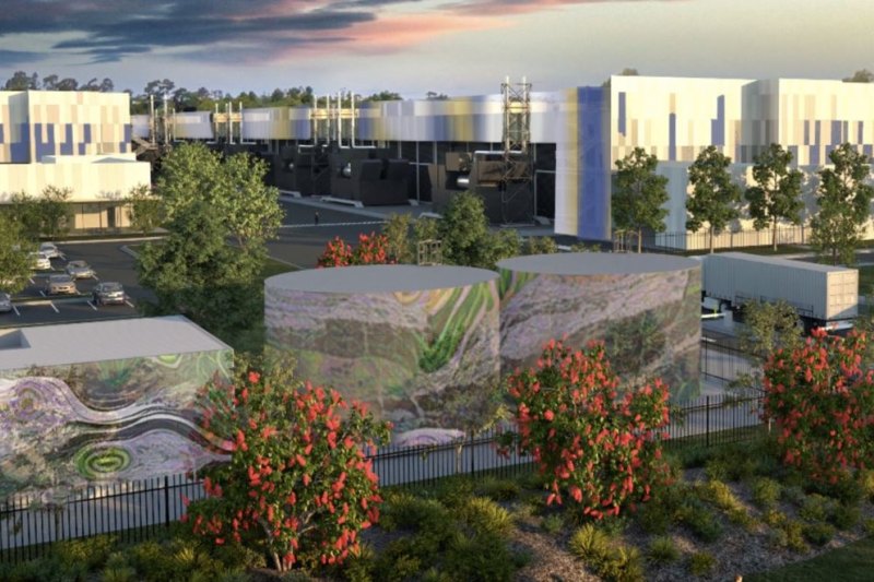 An artist’s impression of the 190-megawatt data centre Microsoft is building in western Sydney’s Kemps Creek.