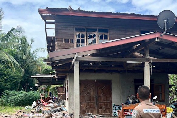 This photo released by the Royal Thai Army shows the scene after Cambodia fired artillery shells into a residential area at Surin Province, Thailand, on Thursday.