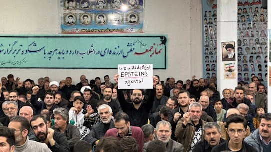 Regime-linked news outlets have shared imagery, much of which appears to be doctored, portraying the war as a fight against Jeffrey Epstein’s allies.