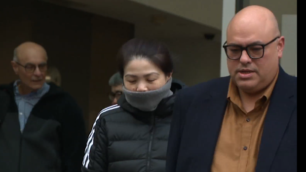 Jennifer Mui Len Chin and her husband Clinton Barnes leaving Perth District Court on August 5, 2025.