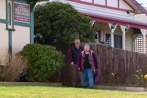 Ian Wilkinson returns to the Korumburra Baptist Church for the first time since Erin Patterson was found guilty of murder.