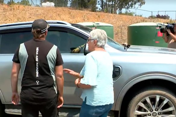 Nine News reported a group of locals tried to corner the premier’s car after the press conference, but they appeared to have the wrong vehicle.