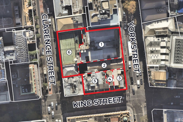 Kings Green is an aggregation-in-progress of five buildings on King, Clarence and York Streets in the CBD.