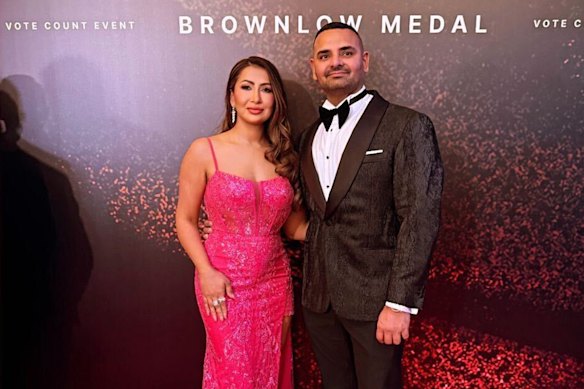 Micky Ahuja with his wife, Sasha, at the AFL Brownlow Medal night.