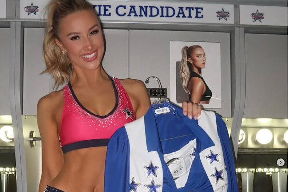 Australian dancer Faith Ward shows off her Dallas Cowboys Cheerleader outfit.
