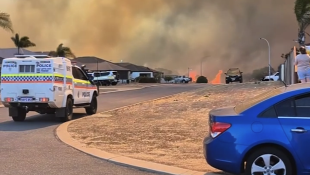 A bushfire rages near homes in Geraldton.