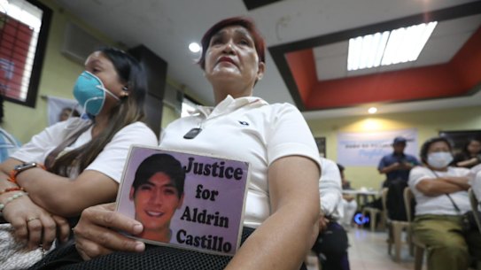 Nanette Castillo in Manila on Monday night watching the livestream from the first day of former Philippine president Rodrigo Duterte’s committal hearing at The Hague.