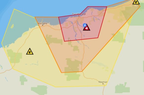 The Emergency Warning area declared on Thursday evening.