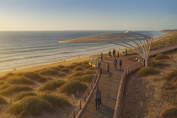 A design concept for a coastal boardwalk between Scarborough and Trigg.