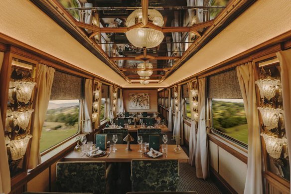 A black-tie dinner never materialised in the “not very fancy”dining carriages.