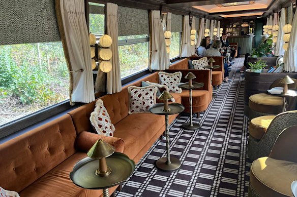 Passengers mingled in the communal carriages, which are stylish, playful and signature Belmond.