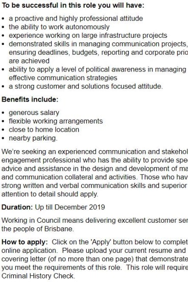 Brisbane City Council removed a job advertisement after opposition accused lord mayor Graham Quirk of politicising the council workforce. 