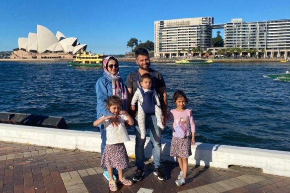 Nellab with her family in Sydney, “It was so difficult to leave our parents (in Kabul),” she says, “but I had no choice but to take care of my children. My mother said, ‘Be happy wherever you are.’ ”