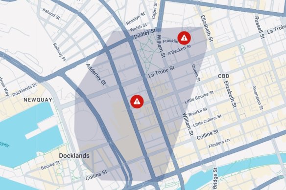 The area affected by the power outage.