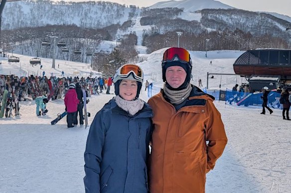 Ryan Comas, 46, and his wife Kate have been to Niseko in Japan’s snow country six times. They are among the thousands of Australian who make the pilgrimage to Japan each year chasing its famous powdery slopes.