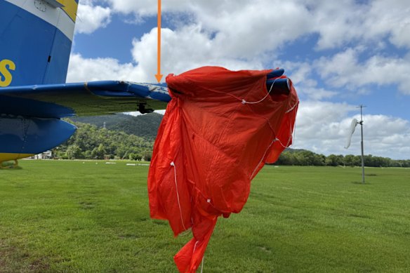 The damage done to the plane’s horizontal stabiliser could be seen on landing.