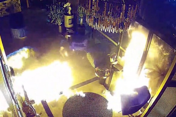 CCTV captured the moment the fire was ignited at the Burwood salon.