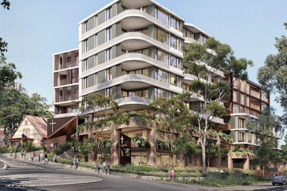 Une image conceptuelle du réaménagement de l'Église de Lane Cove