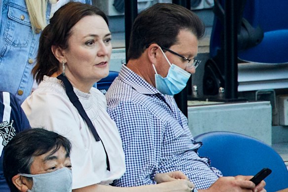 Siobhan McKenna with her husband James Flintoft at the 2021 Australian Open, Melbourne.