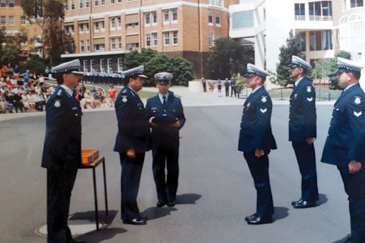 Wayne Sherwell receives his Valour Award at the Police Academy.