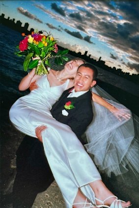 Anh and Suzanne Do at their wedding  at St Aloysius, 2001.