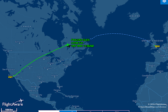 The flight believed to be carrying Prince Harry and Meghan and their children from California to the UK.