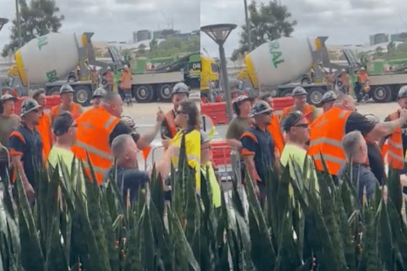 CFMEU and AWU members clashed at a metro site.