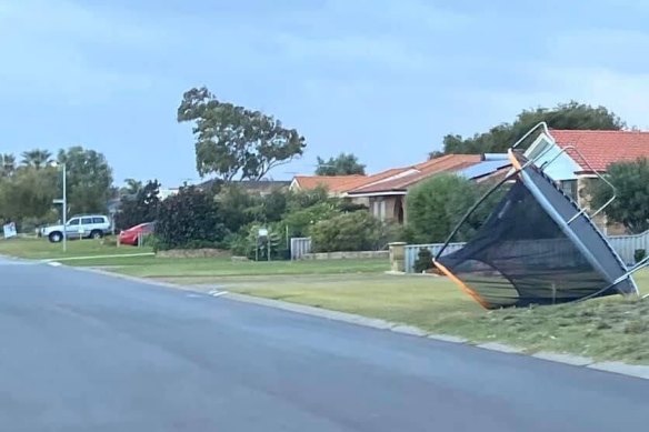 Trampolines are liable to fly away in strong winds.
