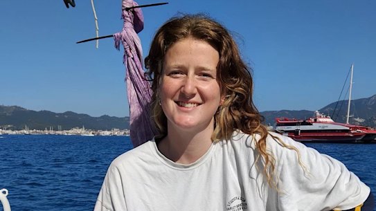 Neve O’Connor is pictured here near Turkey in May before being intercepted by Israel for the second time this year.