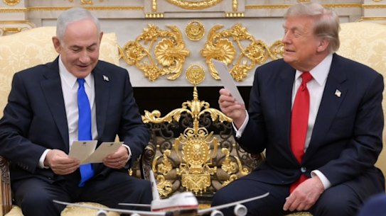 The meeting was closed to the media but the Israeli government distributed photos of the two leaders.