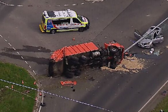 The woman died at the scene. 