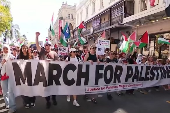 Thousands of pro-Palestine activists marched across the Brisbane CBD on Sunday.