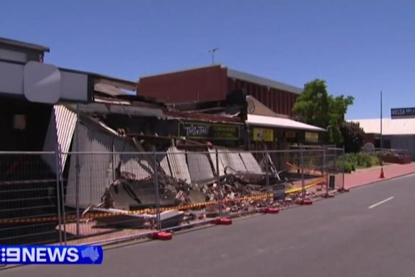 The suspected arson attack destroyed four businesses on the Bunbury street. 