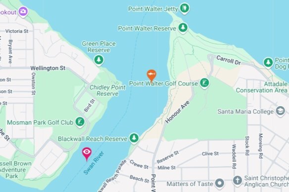 A SharkSmart map warning swimmers of a bull shark lurking near Blackwall Reach. The tagged shark has been “pinged” 41 times since Tuesday.