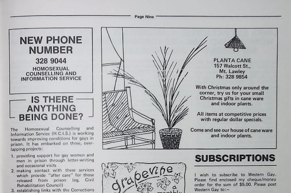 The Gay Counselling Service was only in its infancy in the 1980s, having been developed around the Phone-A-Friend model that was already in practice over east.