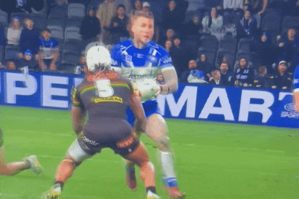 Brian To’o was placed on report for this tackle on Bronson Xerri.