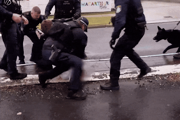 Blaze Collins, 21, is arrested in Narellan. He has been charged with participating in a criminal group and other offences.