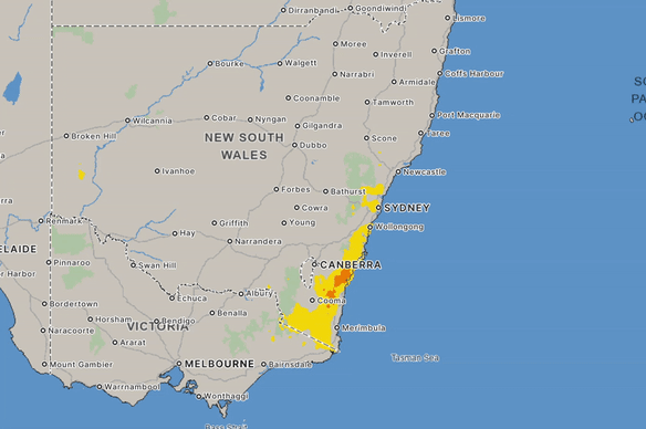 An animated GIF showing a forecast heatwave along the coast of NSW.