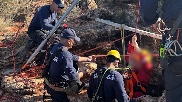 Rescuers worked through the night to free the woman.